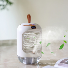Wholesale amazon hot selling rechargeable mini usb spray fan portable cool mist air fan with digital display With Warm Light